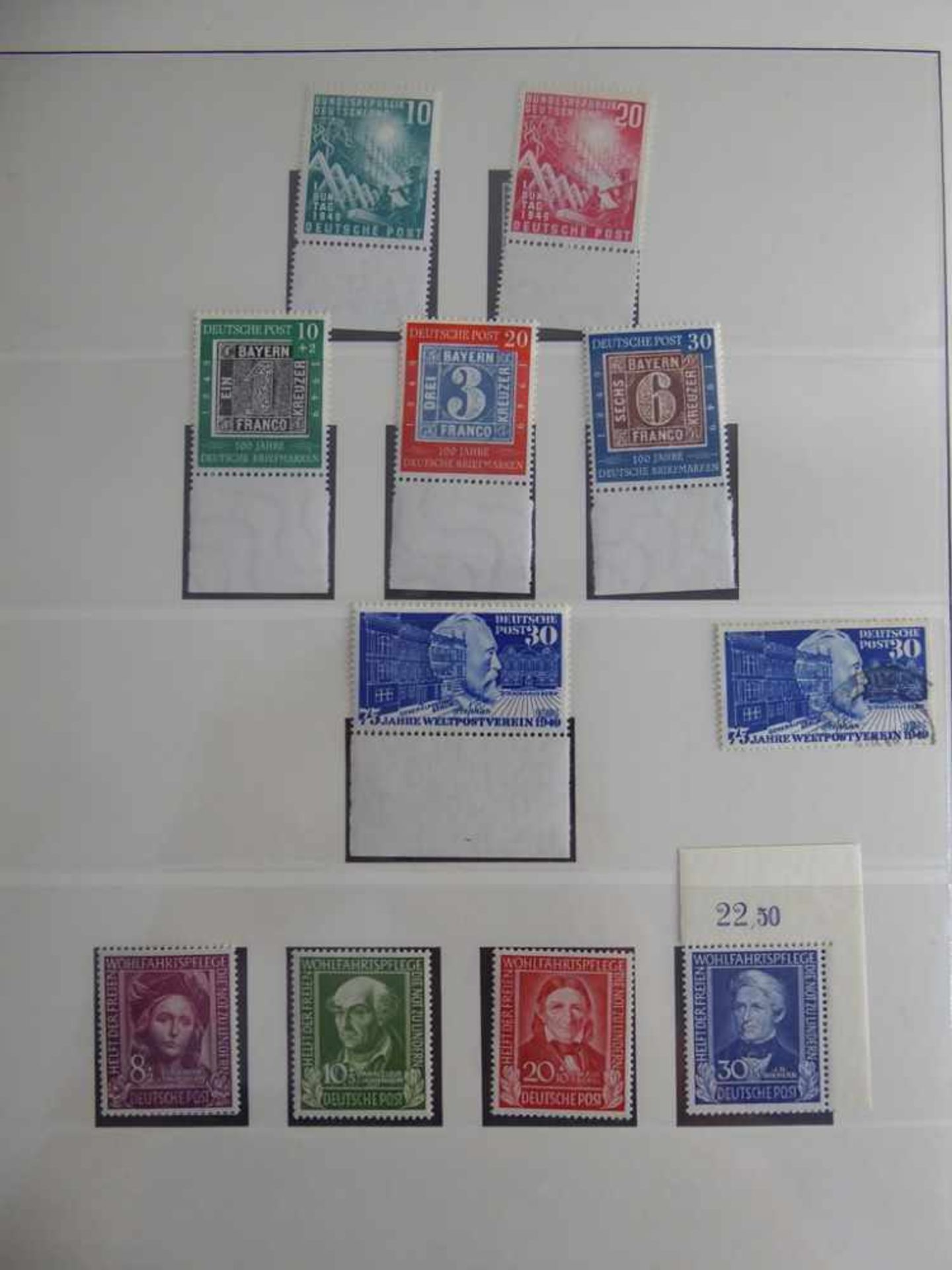 Briefmarkensammlung Bundesrepublik Deutschland, im Lindner Vordruckalbum, die ersten Jahrgänge