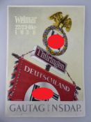 Propaganda Postkarte, sog. 3.Reich, Organisationen, NSDAP, Gautag Weimar 1938, gelaufen
