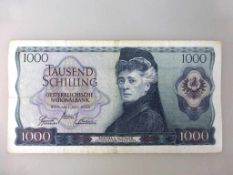 Banknote Österreich 1966 - 1000 Schilling, Suttner