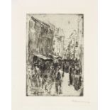 Max Liebermann Aus dem Judenviertel in Amsterdam. Judenstrasse, klein. Signierte Orig.-Radierung.