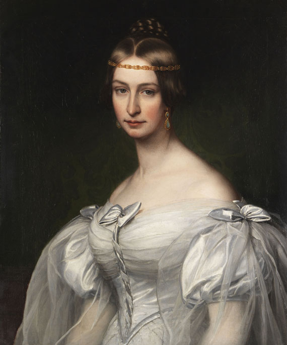 Friedrich Dürck 1809 Leipzig - 1884 München Bildnis der Caroline Krafft, geb. Platner (1811-1873).