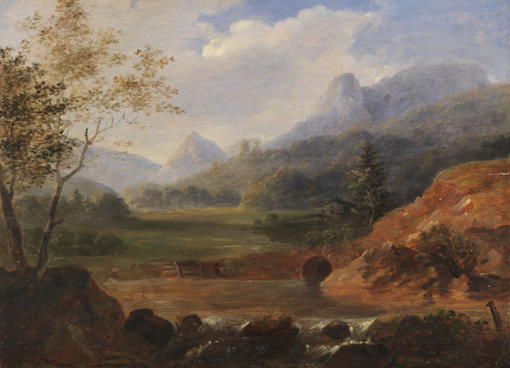 Johann Georg von Dillis 1759 Gmain - 1841 München (Zugeschrieben) - Voralpenlandschaft. Um 1830.