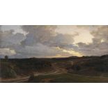 Valentin Ruths 1825 Hamburg - 1905 Hamburg Abendstimmung in der Heide. 1878. Öl auf Leinwand. Rechts