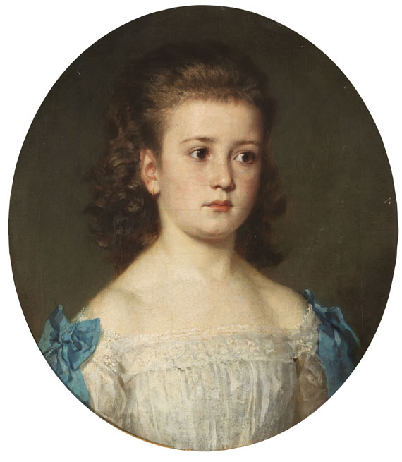 Fritz Paulsen 1838 Schwerin - 1898 Berlin Porträt eines Mädchens mit Goldohrring. 1877. Öl auf