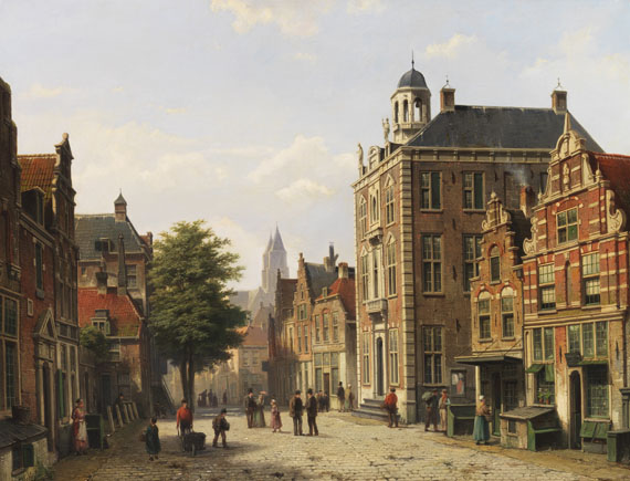 Willem Koekkoek 1839 Amsterdam - 1895 London o. Nieuwer-Amstel Holländische Stadtansicht im