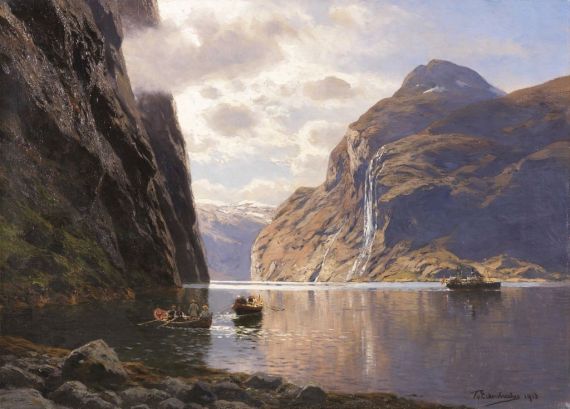 Themistokles von Eckenbrecher 1842 Athen - 1921 Goslar Die sieben Schwestern am Geirangerfjord.