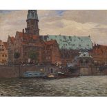 Friedrich Kallmorgen 1856 Hamburg - 1924 Grötzingen Blick auf die St. Katharinenkirche in Hamburg.