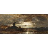 Eduard Schleich d. Ä. 1812 Haarbach - 1874 München Holländische Flusslandschaft mit Mühle bei