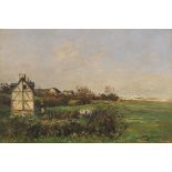 Jean-Baptiste Antoine Guillemet 1841 Chantilly/Oise - 1918 Paris Landschaft mit Fachwerkhaus und