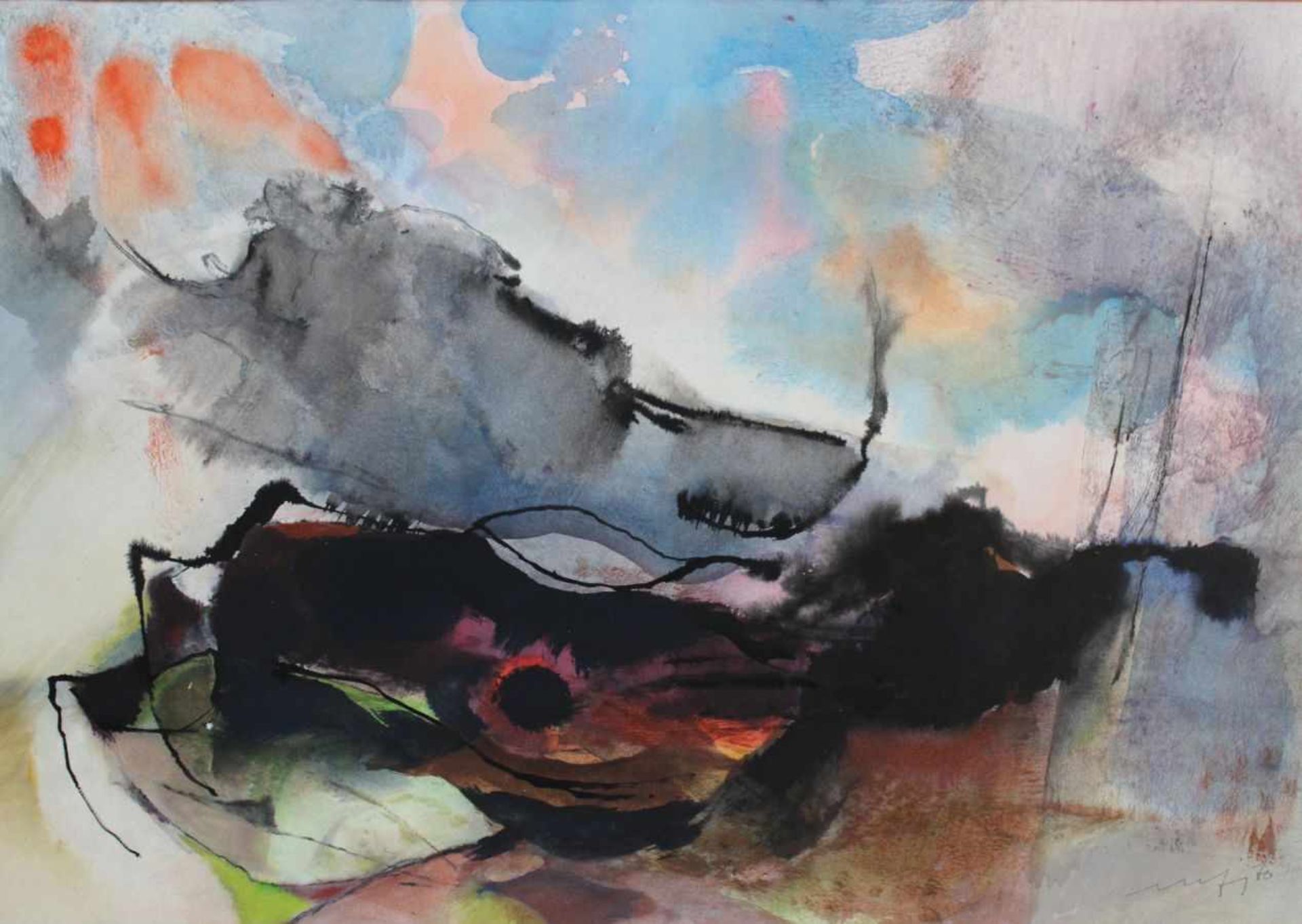 Aquarell - Willi Ulfig (1910 Breslau - 1983 Regensburg) "Moderne Landschaft", r.u. signiert, datiert