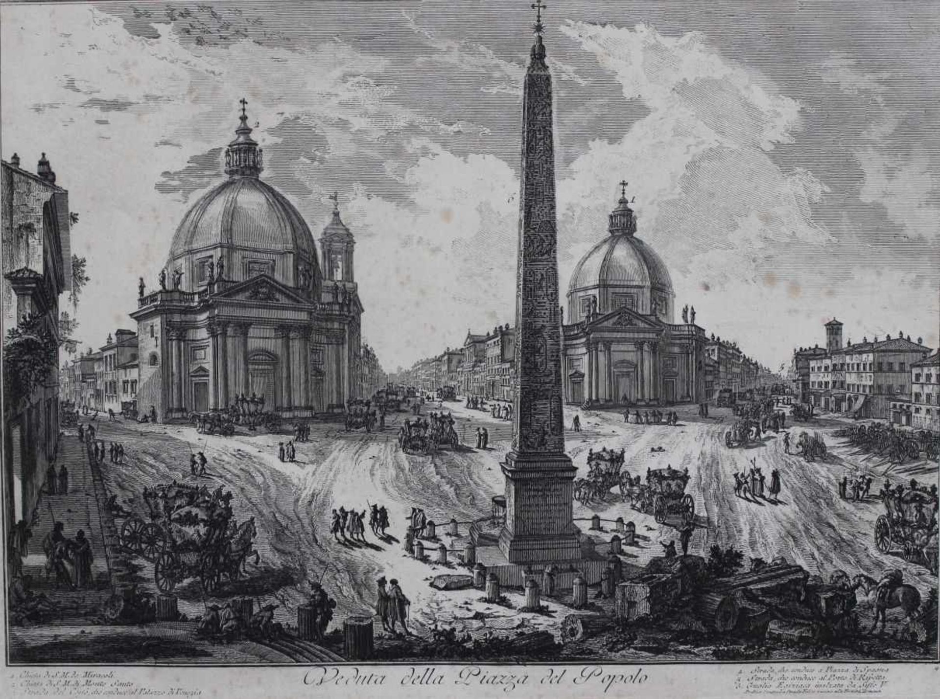 Radierung - Giovanni Battista Piranesi (1720-1778 Rom) "Veduta della Piazza del Popolo", spätere