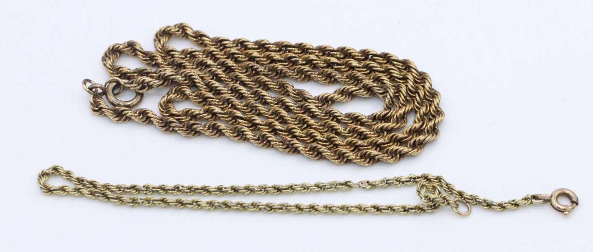 Goldene Halskette mit Armband Gelbgold gest. 585, gedreht, Länge der Kette 23 cm, Länge des