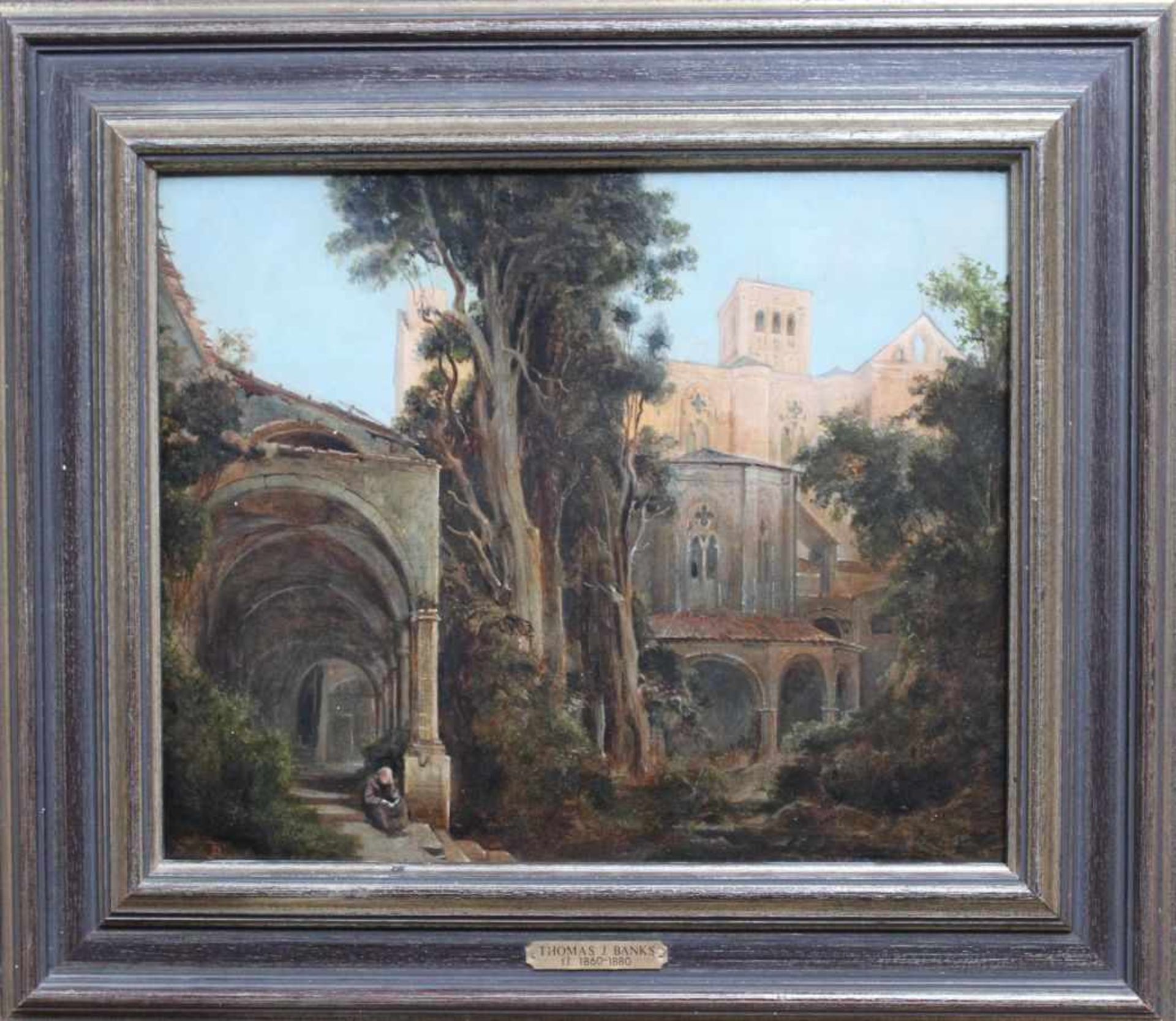 Gemälde - Thomas John BANKS (England 1828-1896 Goathland) "Garten im Franziskaner Kloster Assisi",