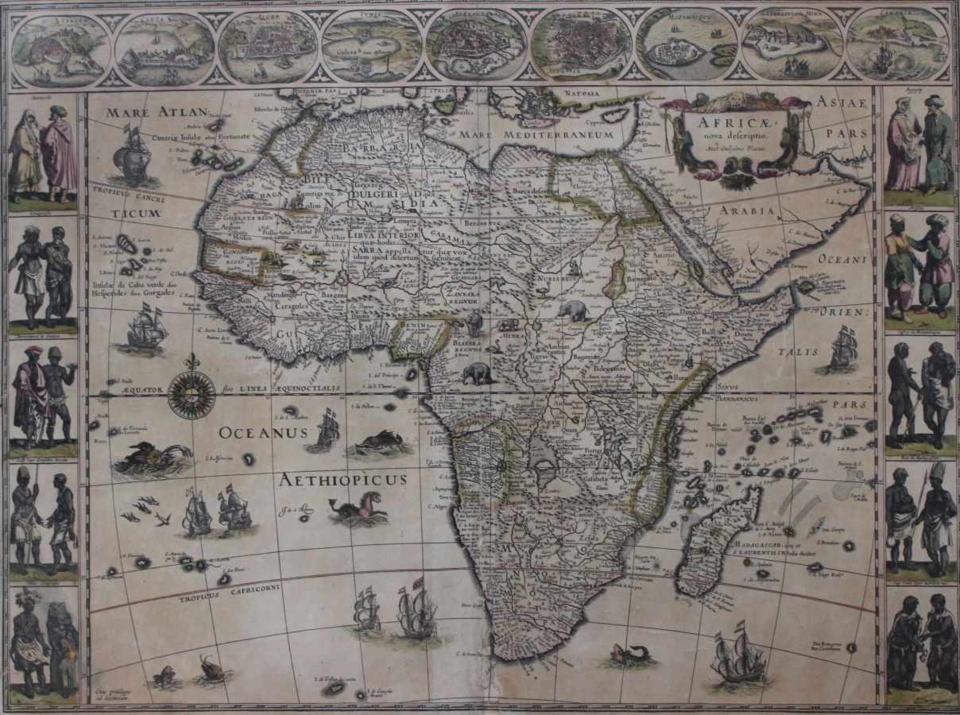 Kupferstich - Willem Blaeu (1571 Alkmaar - 1638 Amsterdam) "Africae nova descritio Auct. Guiljelmo