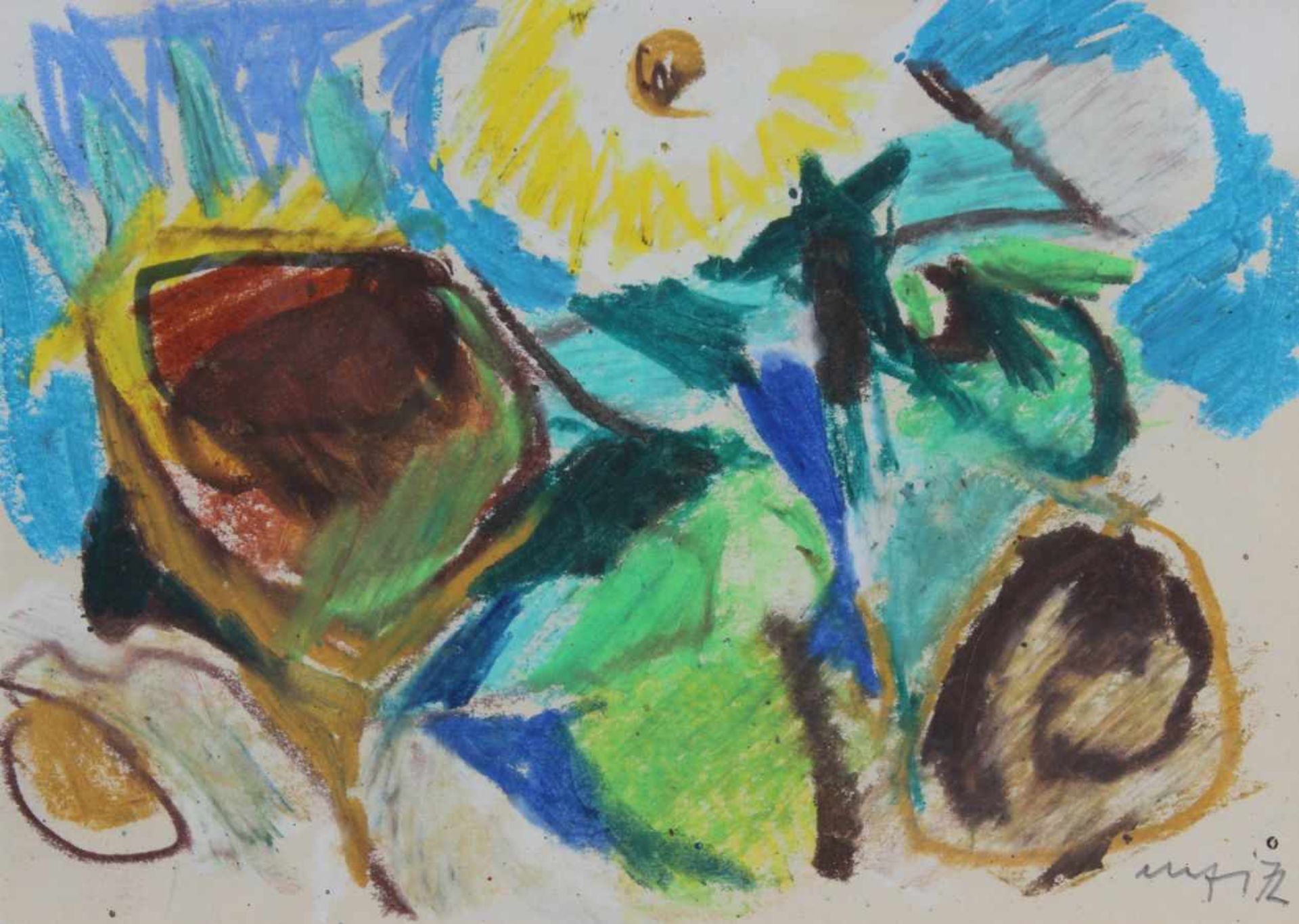 Zeichnung - Willi Ulfig (1910 Breslau - 1983 Regensburg) "Sonnenblume", r.u. signiert und datiert