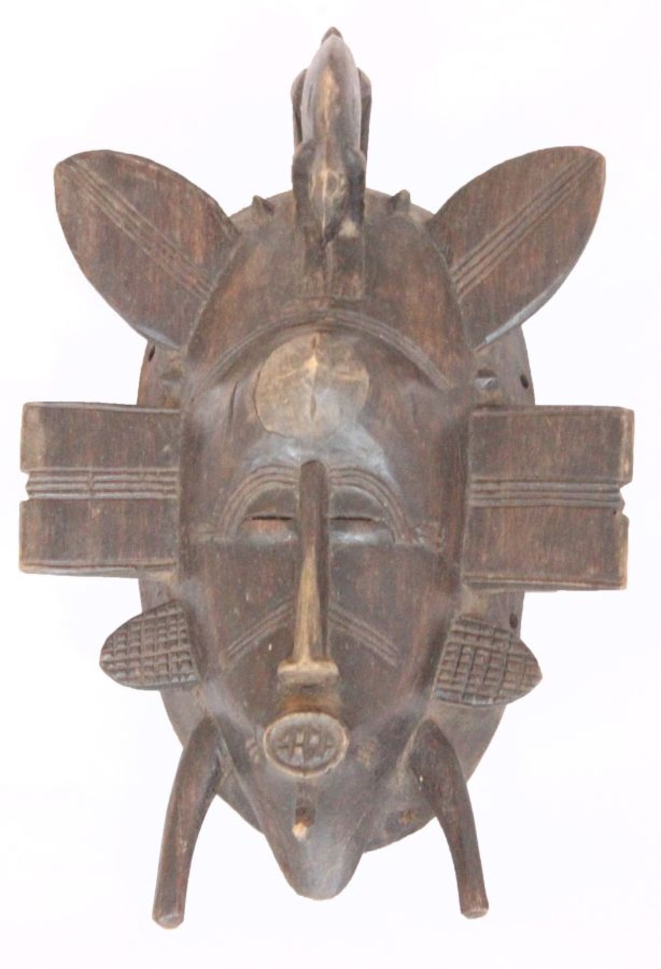 Vorhalte-Maske, Senufo-Elfenbeinküste Holz beschnitzt, Größe ca. 25x17cm