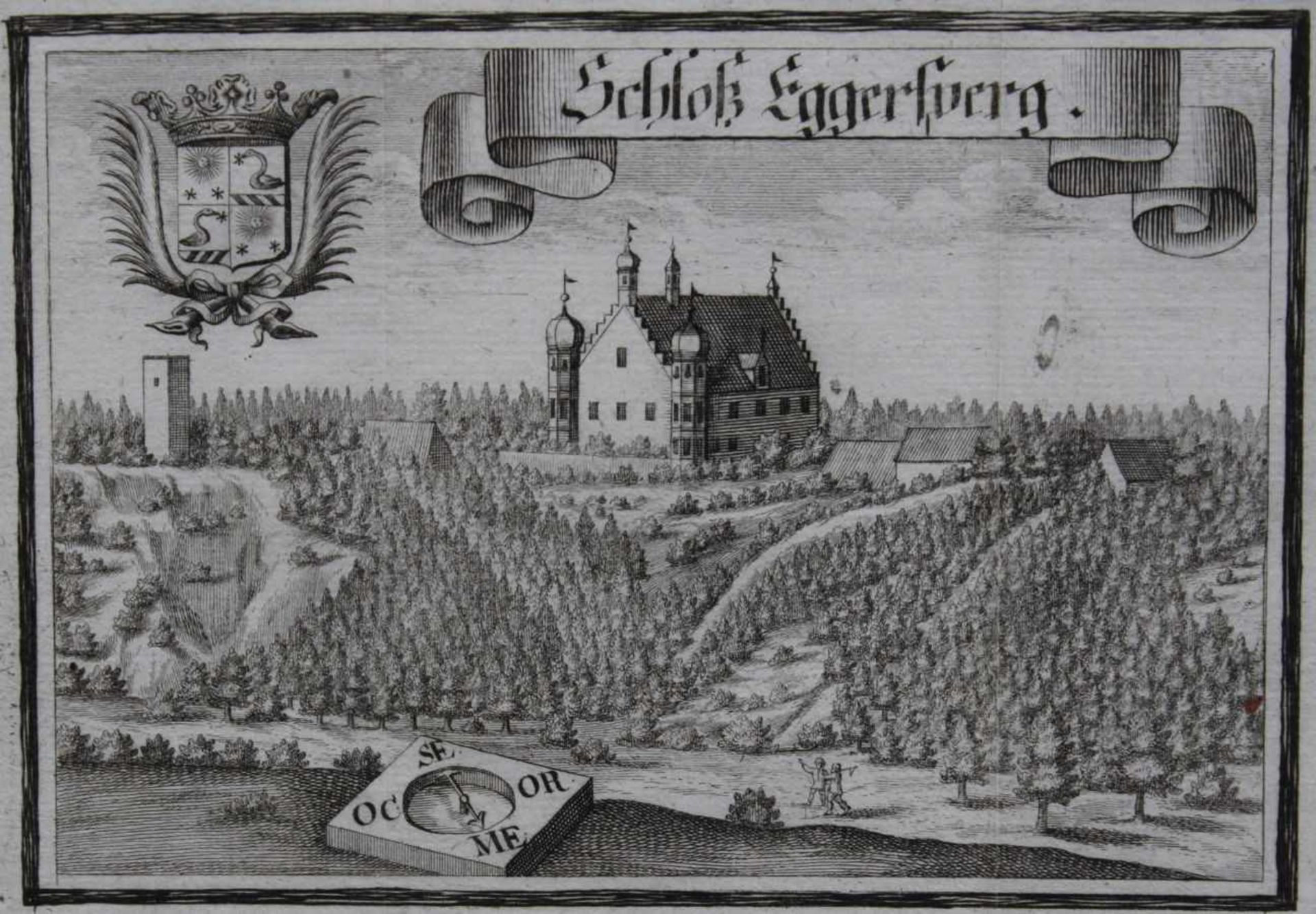 Kupferstich - Michael Wening (1645 Nürnberg - 1718 München) "Schloß Eggerberg mit den Ruinen der