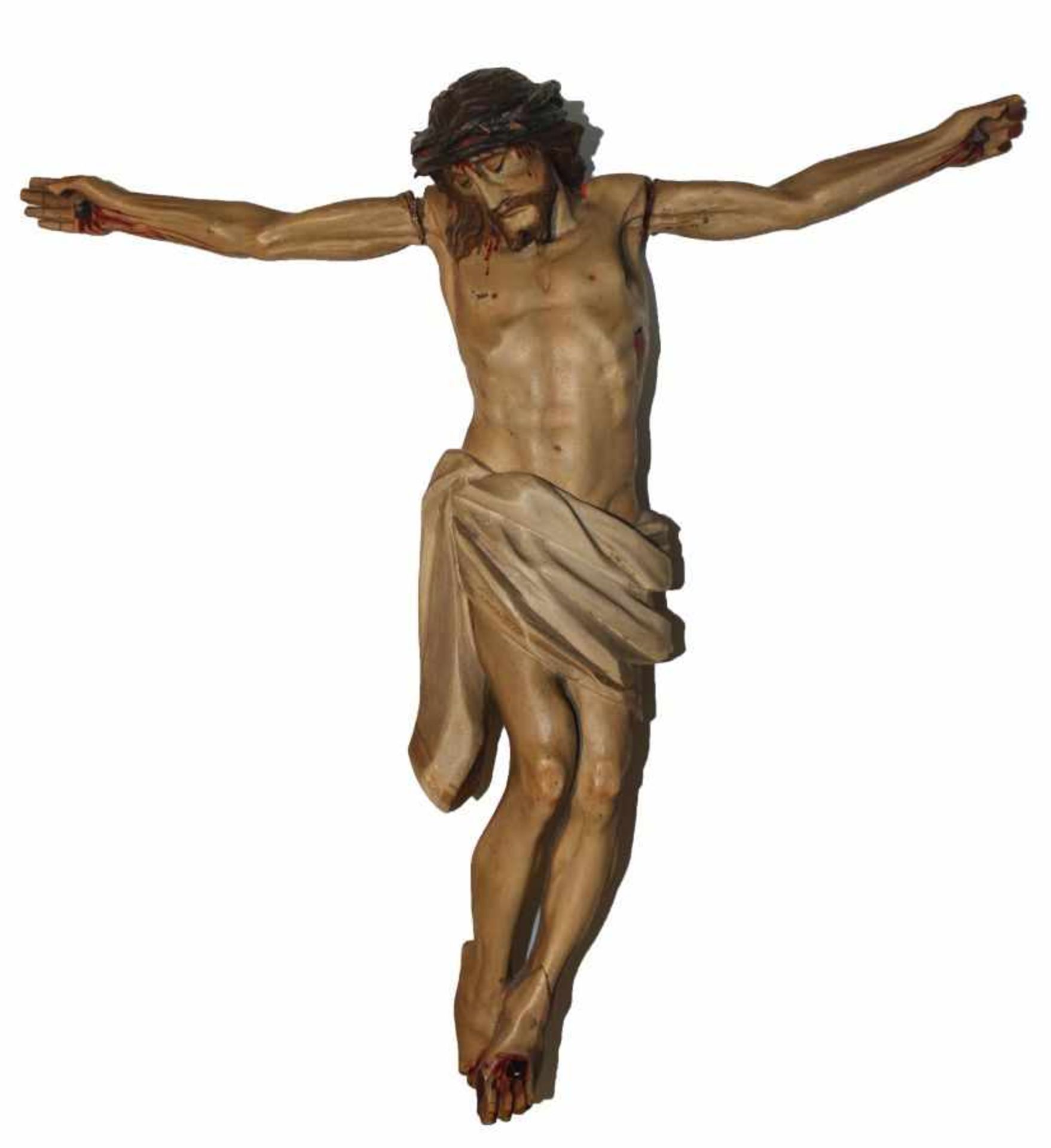 Figur - Ende 19.Jahrhundert Korpus Christi, Dreinageltypus, Holz geschnitzt und bemalt,