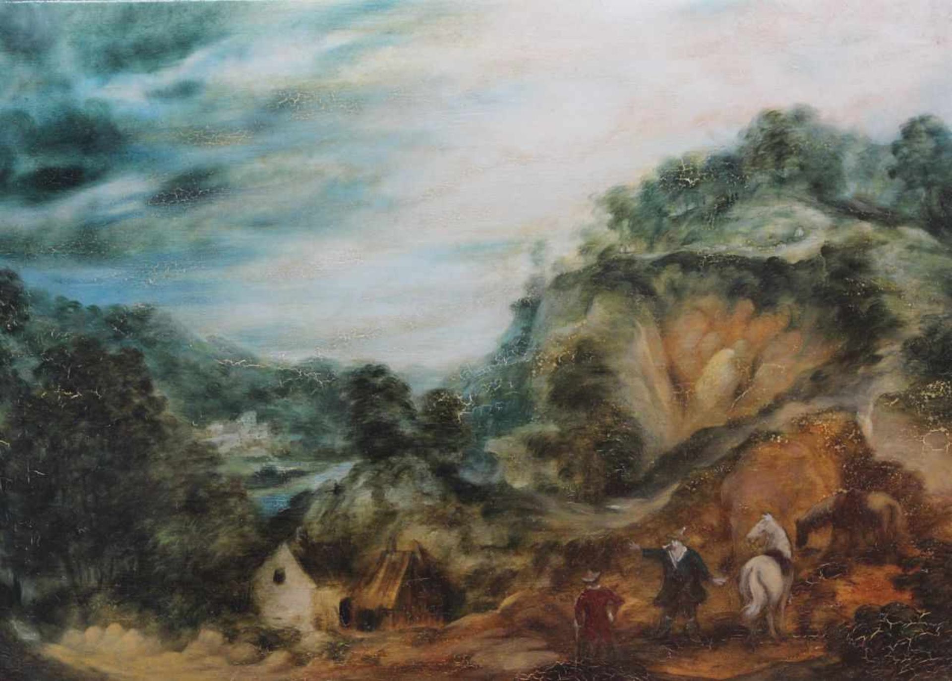 Gemälde - Walter Tanau (1911 Lyck - 1971 Kelheim) "Romantische Landschaft", Öl auf Sperrholz, Maße