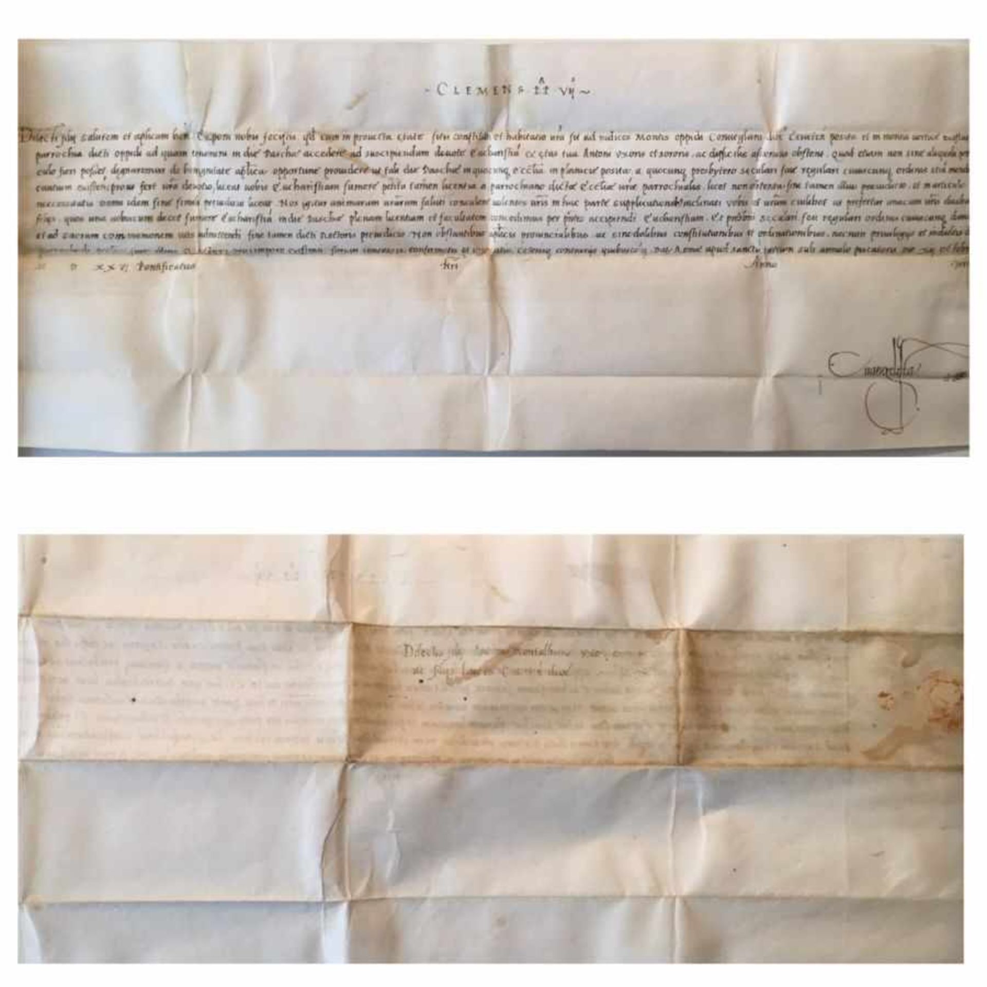 Autograph "Clemens PP VII (ab 1523 Papst), Dilecti Filii Salutem et aposticolicam Benedictionem (