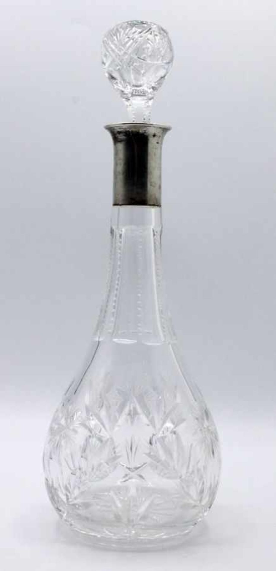 Karaffe - 20.Jahrhundert Kristallglas mit Silbermontierung, Silber gest. 800, Höhe ca. 28 cm