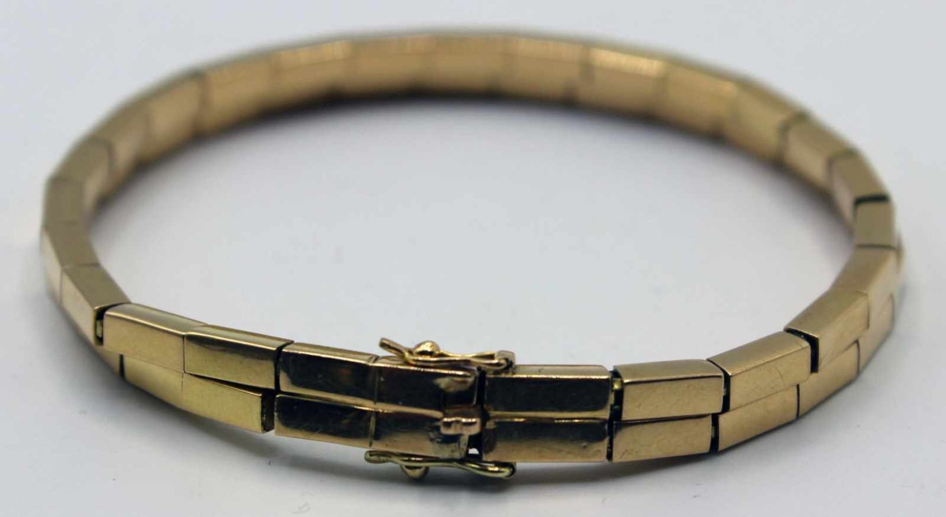 Goldenes Armband - Gelbgold gest. 750 Blockglieder, 2-reihig, Breite ca. 6 mm, Länge ca. 19 cm,