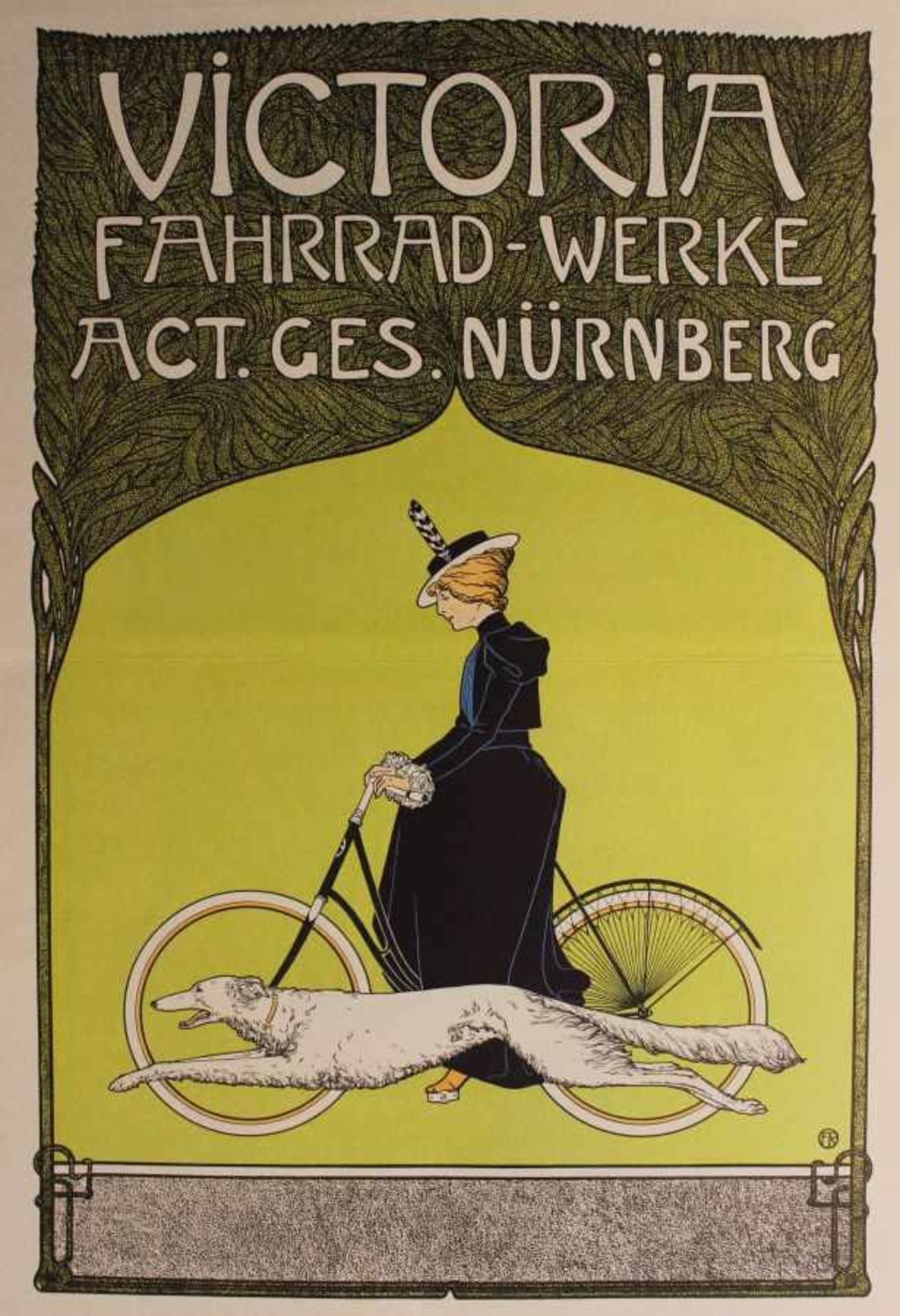 Farbgrafik - Fritz Rehm (1871 München -1928 Lichtenfels) "Victoria Fahrrad-Werke Act.Ges. Nürnberg",