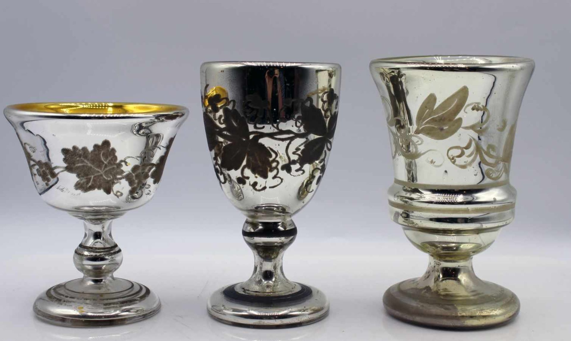 Silberglas - wohl Böhmen 19.Jahrhundert bzw. Bauernsilber, beschichtetes Glas verziert mit