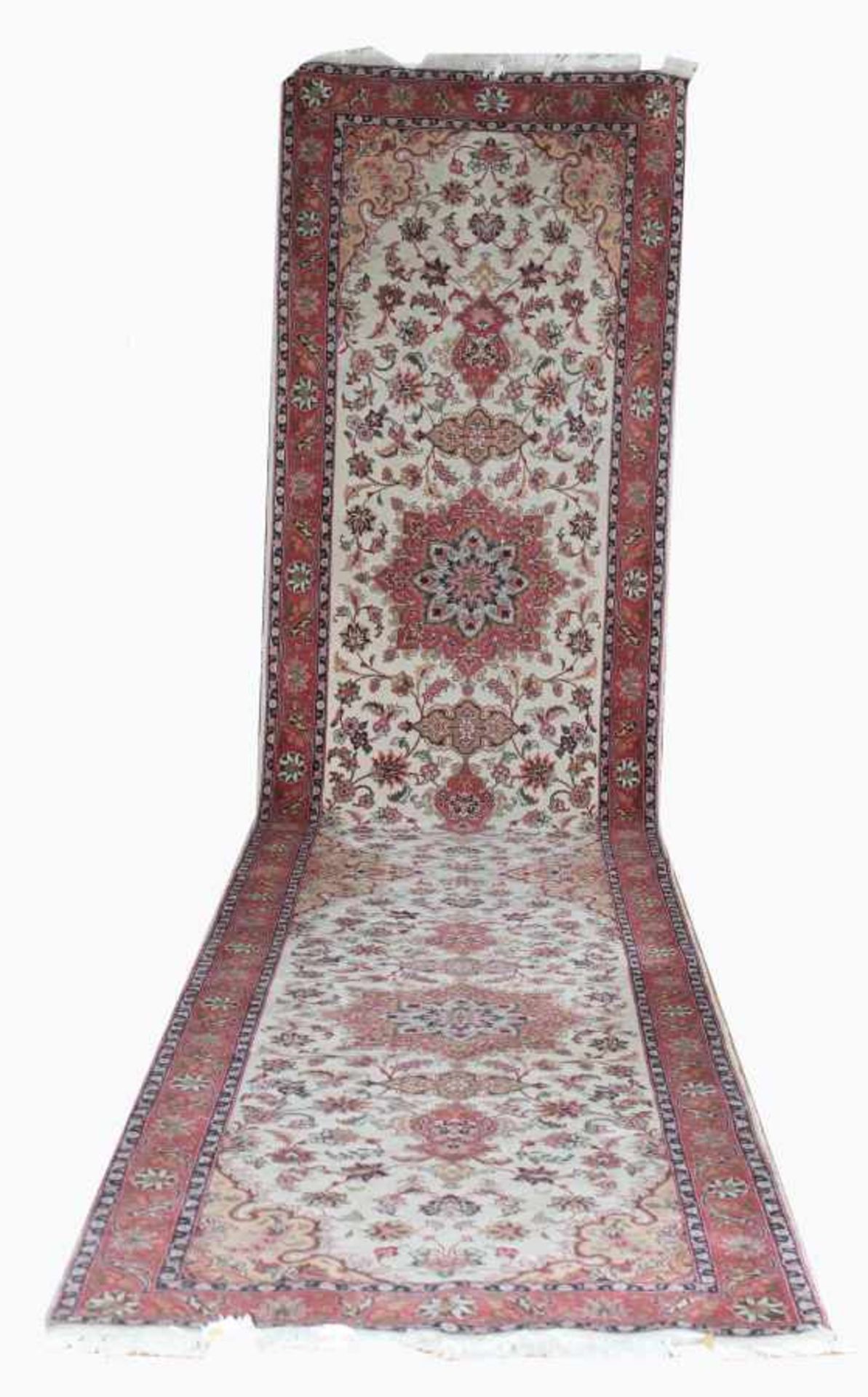 Orientteppich - Galerie - Täbriz Persien Korkwolle mit Seide, buntes florales Dekor auf beigem