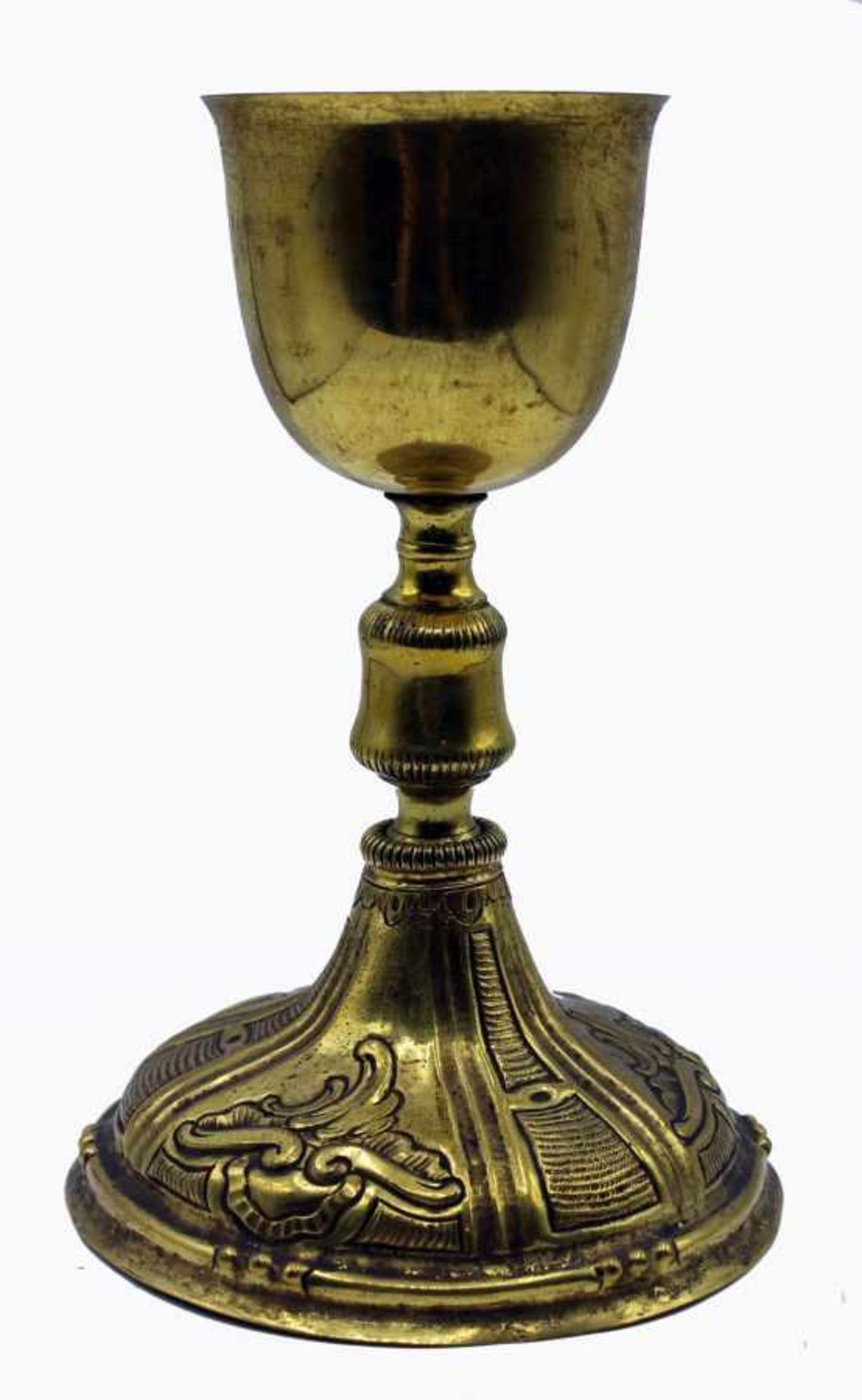 Meßkelch - wohl süddeutsch 18.Jahrhundert Messing, teilweise vergoldet, verziert mit Rocaillen und