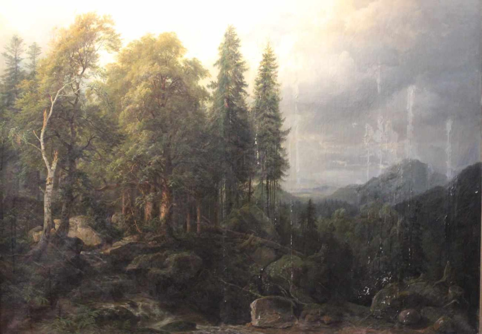 Großes Gemälde - Carl Maria Nicolaus HUMMEL (1821 Weimar 1907) "Naturalistische Landschaft mit