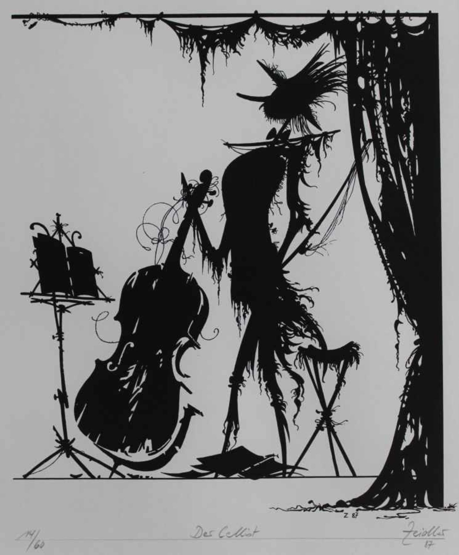 Lithographie - Hans-Joachim ZEIDLER (1935 Berlin 2010) "Der Cellist", r.u. Bleistiftsignatur,