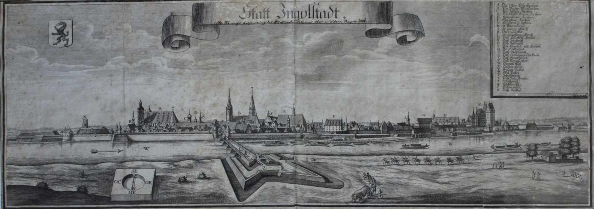 Kupferstich - Michael Wening (1645 Nürnberg - 1718 München) "Ingolstadt", 18.Jahrhundert,