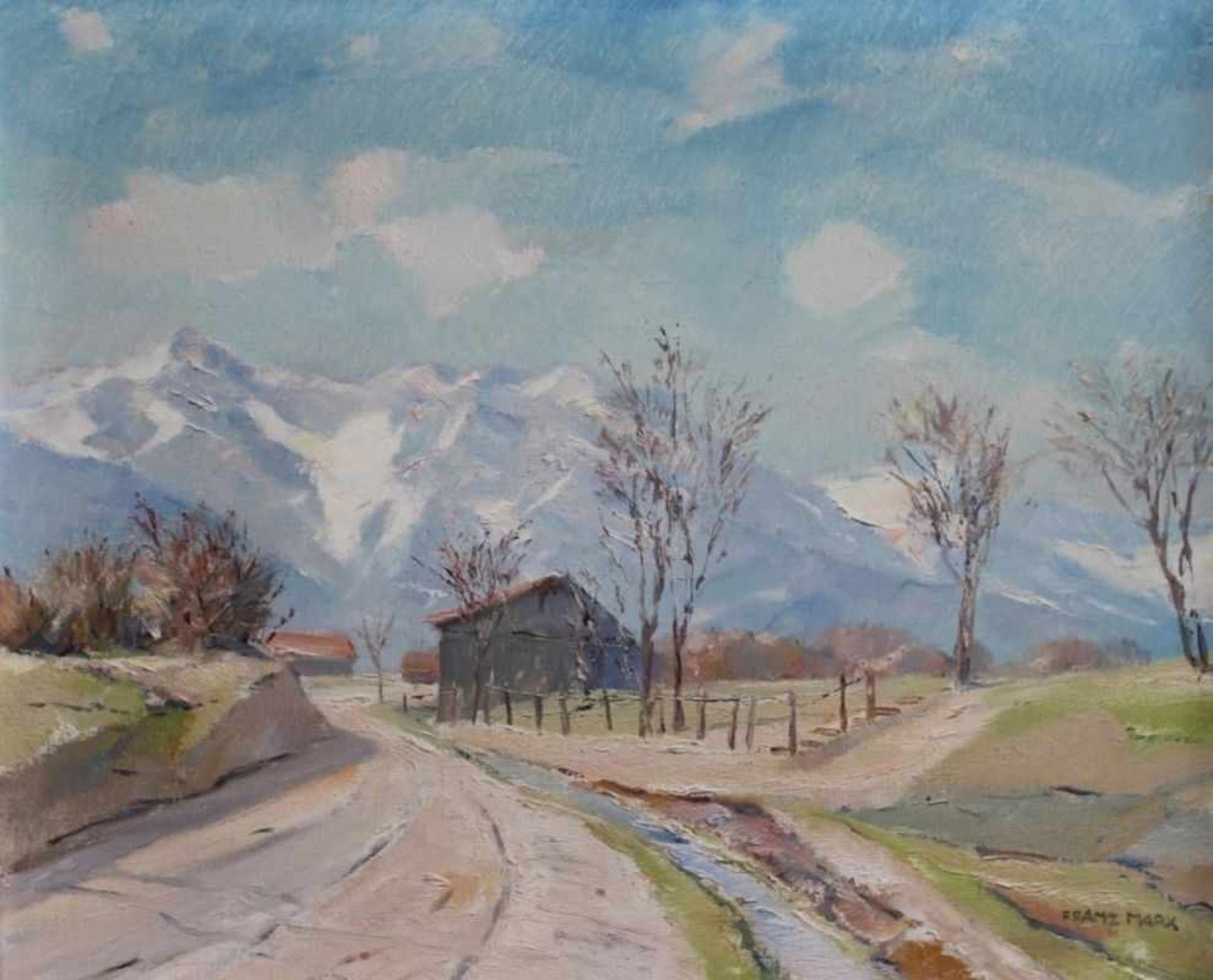 Gemälde - Franz MARX (1889-1960 / Münchner Maler) "Voralpenlandschaft", r.u. signiert, Öl auf