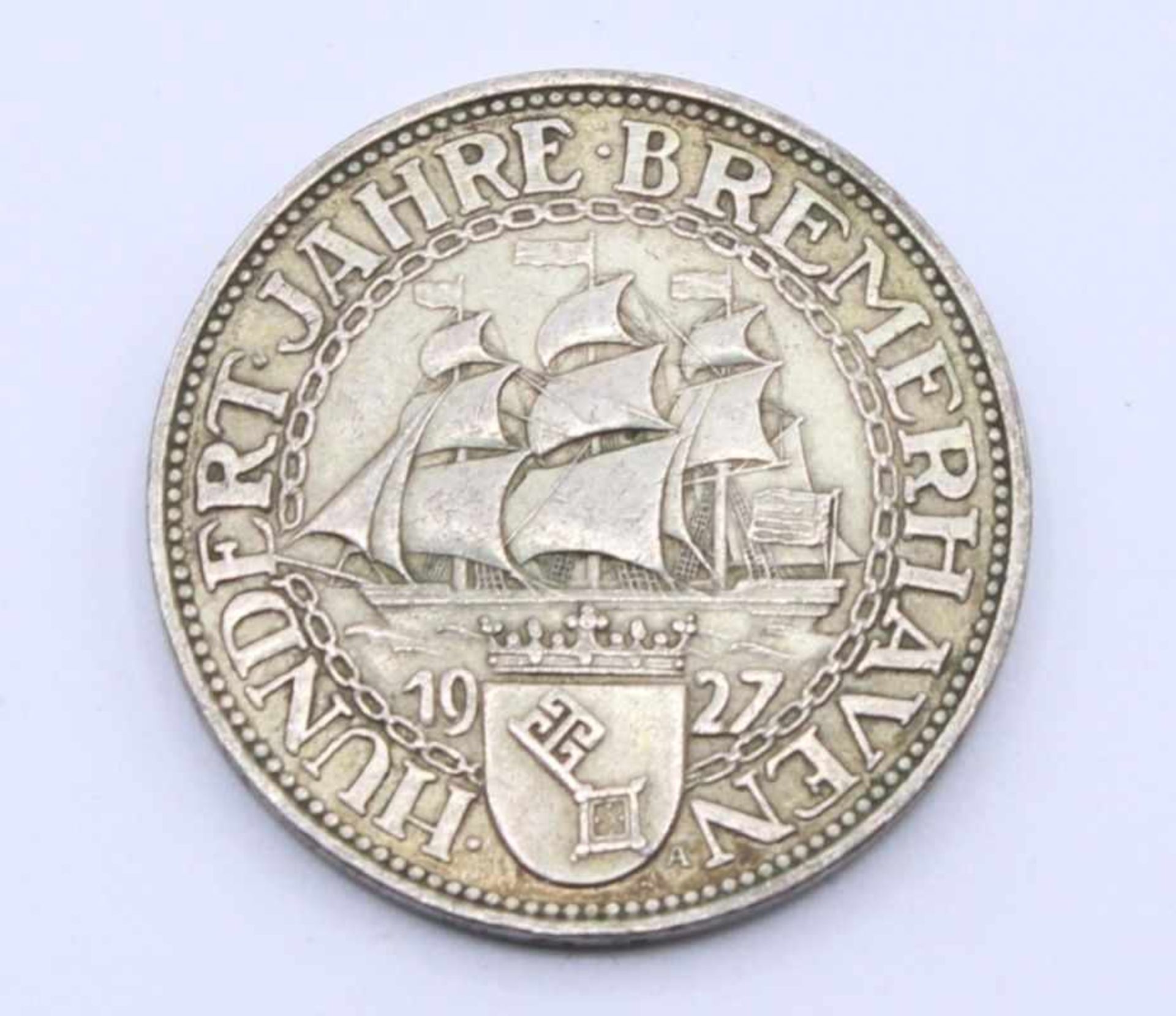 Silbermünze - 5 Reichsmark Weimarer Republik 1927, Bremerhaven