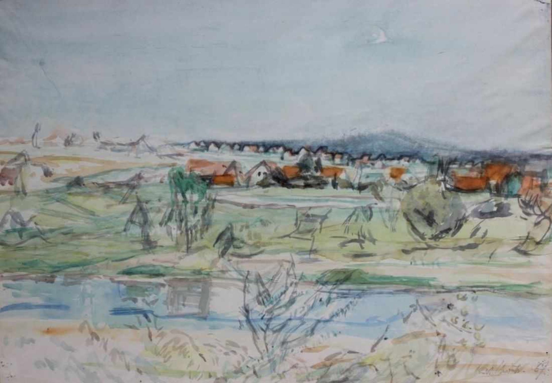 Aquarell - Kurt von Unruh (1894 Hannover - 1986 Roding) "Landschaft", r.u. signiert, datiert 67,