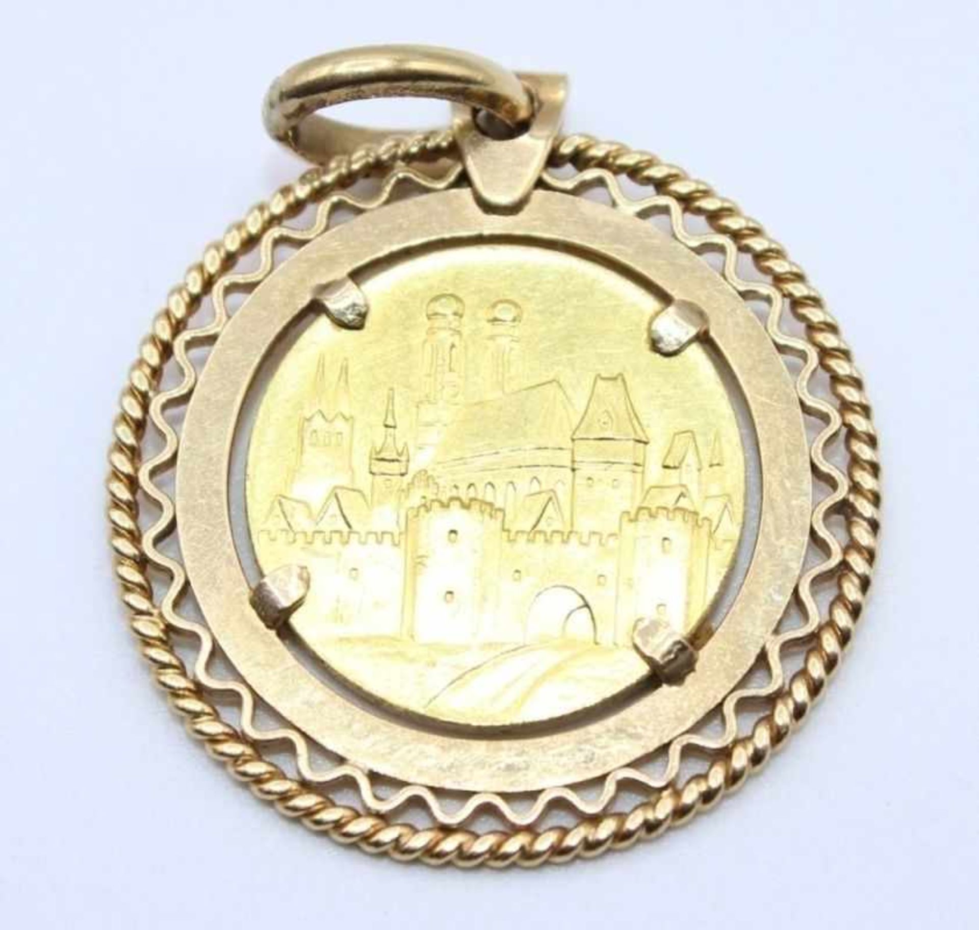 Medaille mit Fassung, VS. Stadtansicht von München, RS. 800 Jahre München 1858-1958 Münchner