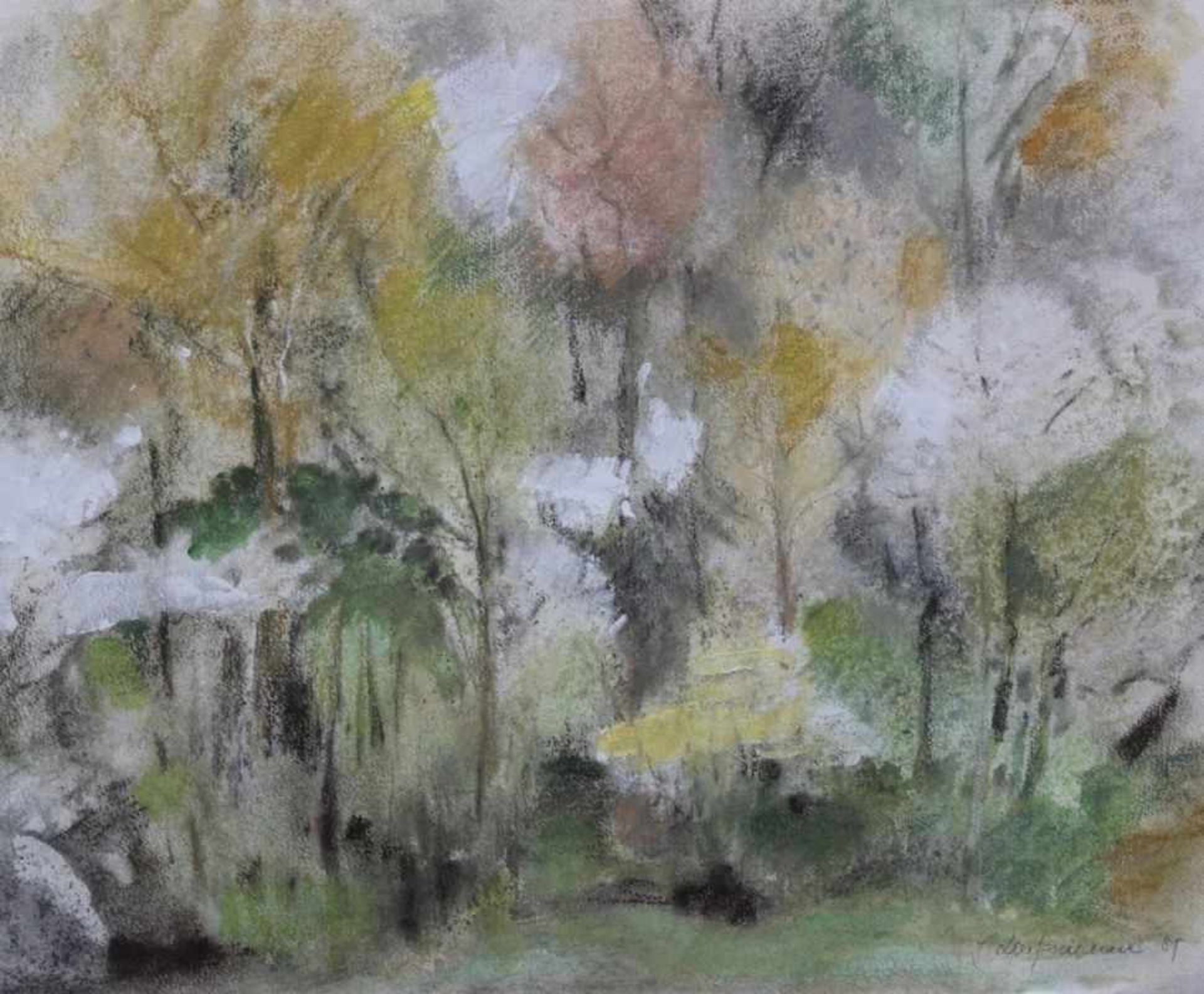 Aquarell - Anonym (XX.Jahrhundert) "Landschaft", r.u. undeutlich signiert und datiert (19)89,