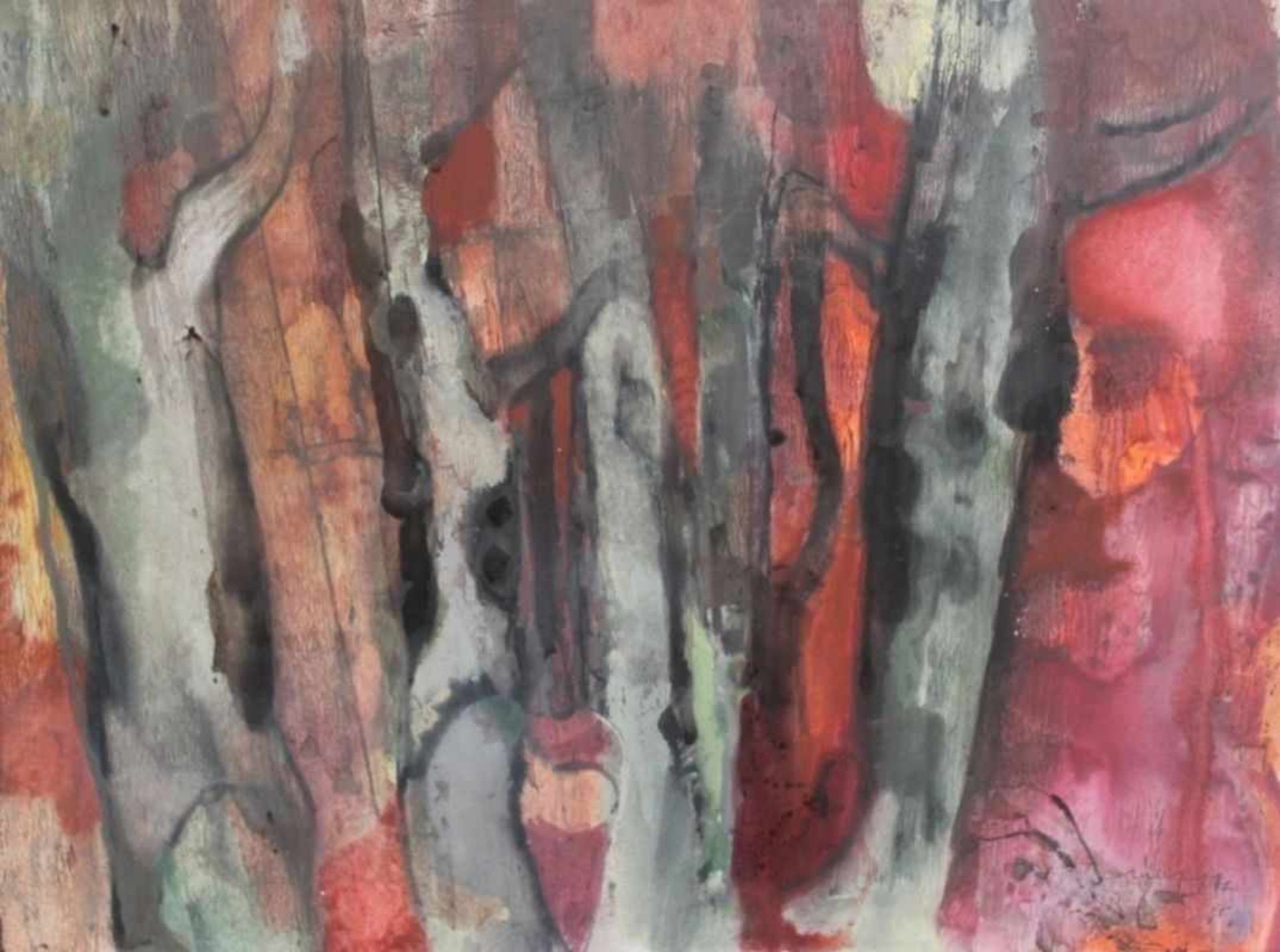 Aquarell - Willi Ulfig (1910 Breslau - 1983 Regensburg) "Der rote Wald", r.u. signiert und datiert