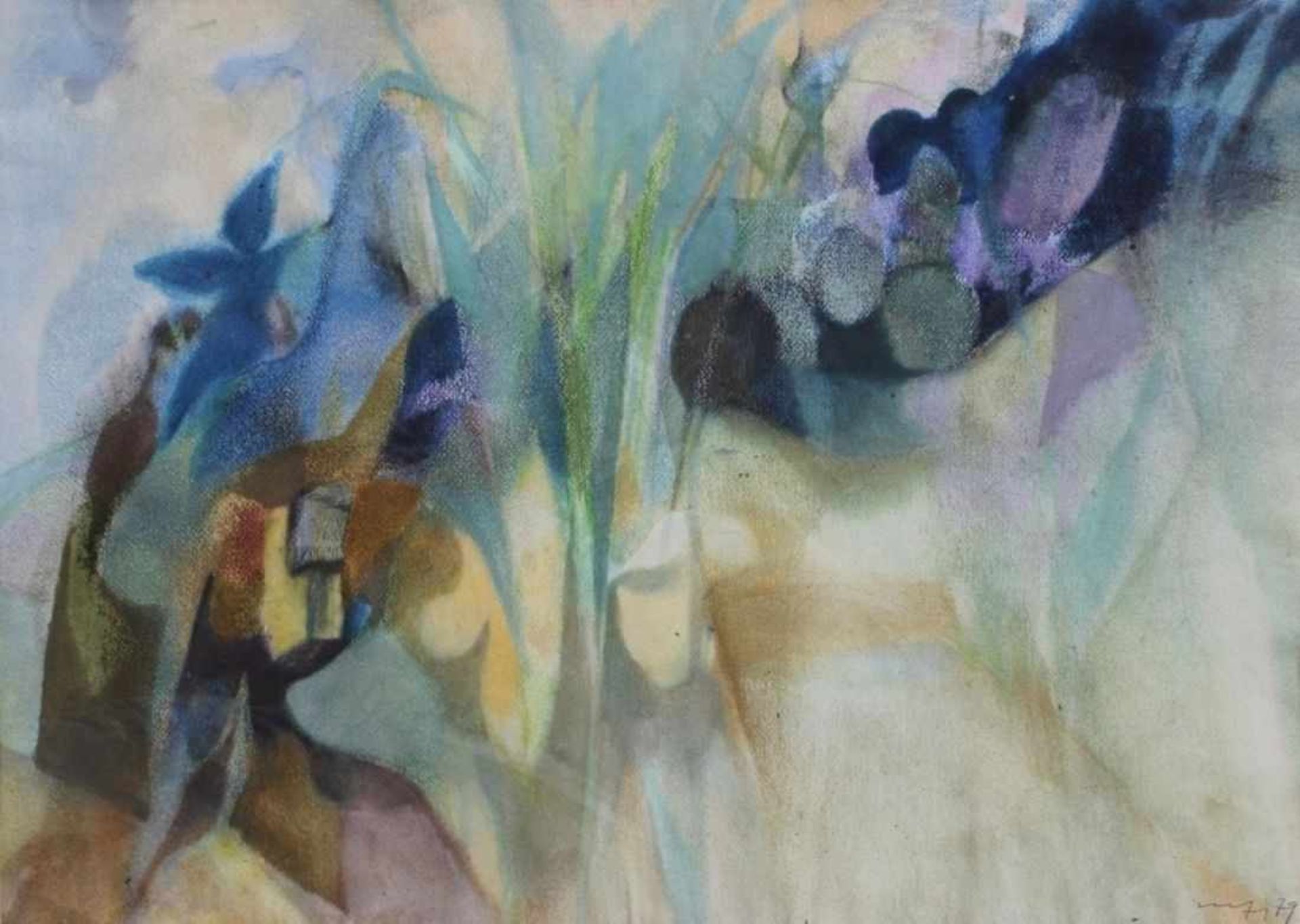 Aquarell - Willi Ulfig (1910 Breslau - 1983 Regensburg) "Blumenwiese", r.u. signiert, datiert 79,