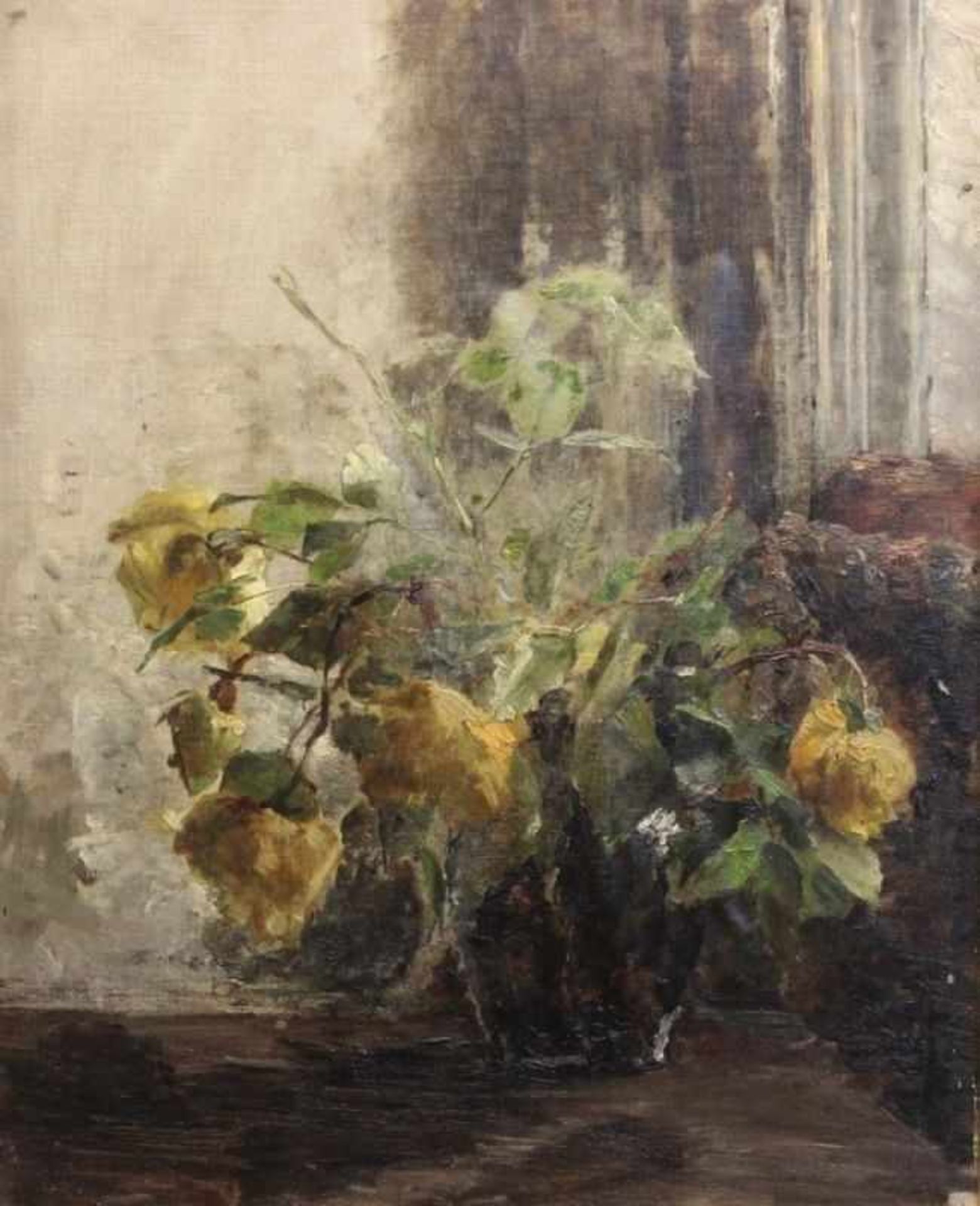 Gemälde - Lina Röhrer (Ingolstadt 1866 - 1920) "Blumenstillleben", unsigniert, Öl auf Leinwand /