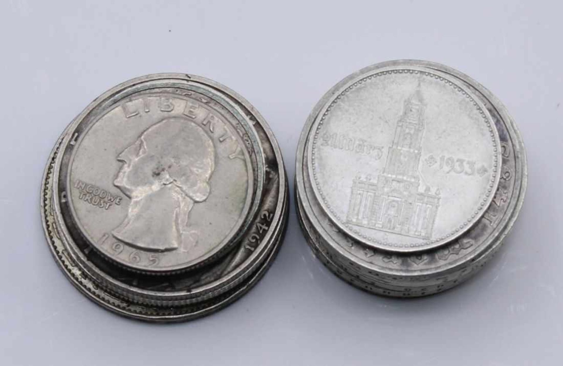 Lot von 14 Silbermünzen Deutsches Reich, 5 Reichsmark 1934 und 35, 5 Reichsmark 1934, 5 Reichsmark