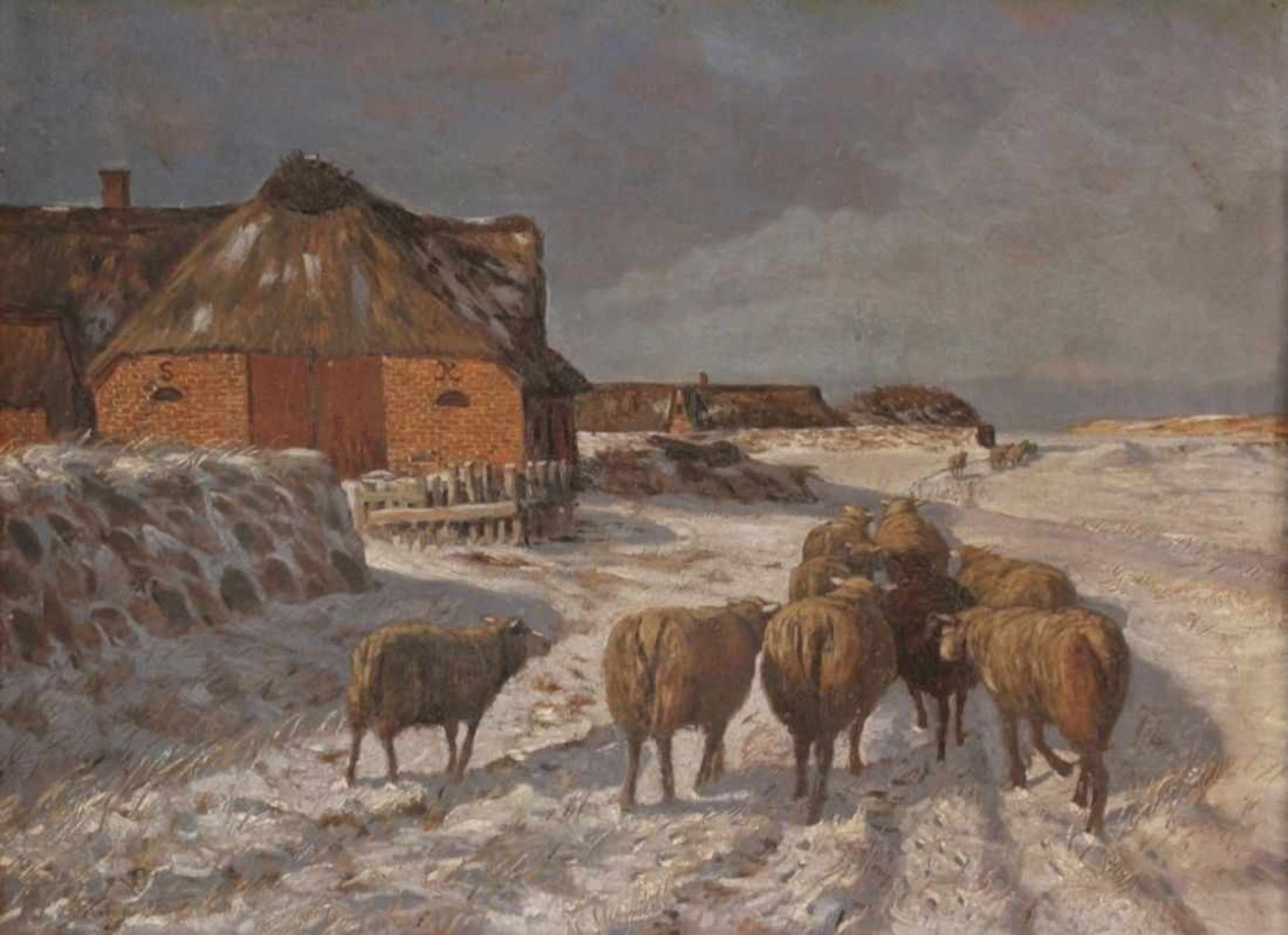 Gemälde - Sally Katzenstein (1865 Heinebach - 1942 Noé) "wohl Sylter Winterlandschaft mit