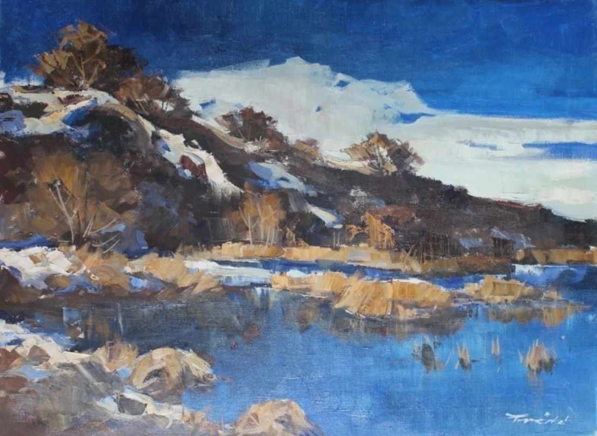 Gemälde - Robert Trätzl (1913 München - 1986) "Winterlandschaft", r.u. signiert, Öl auf Leinwand,