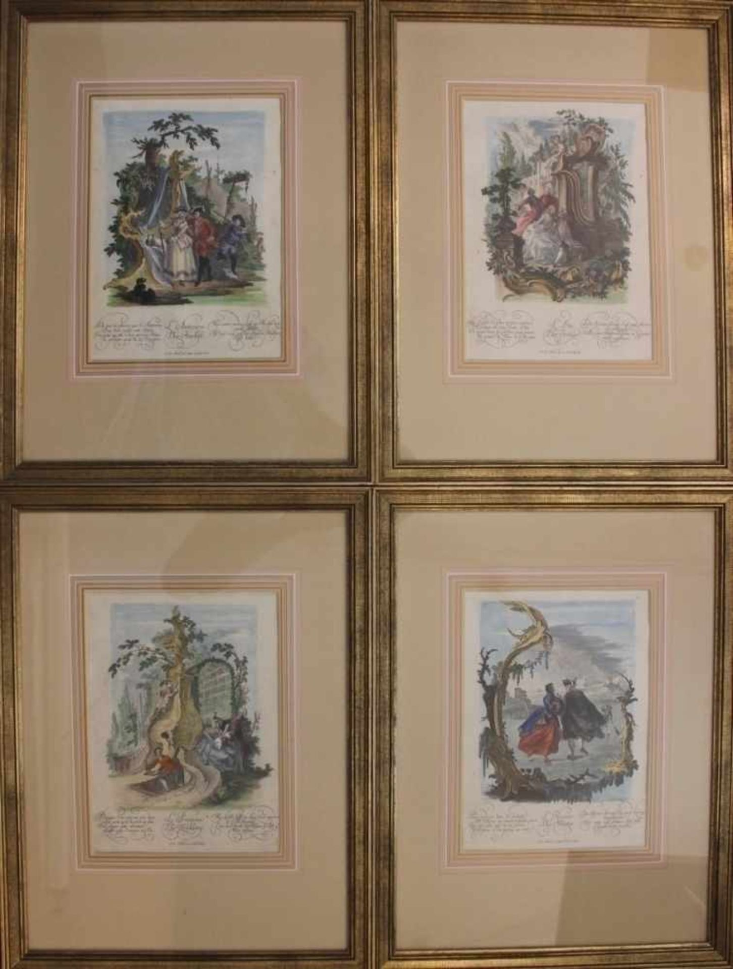 Satz Kupferstiche - Johann Esaias NILSON (1721 Augsburg 1788) "Die vier Jahreszeiten", coloriert,