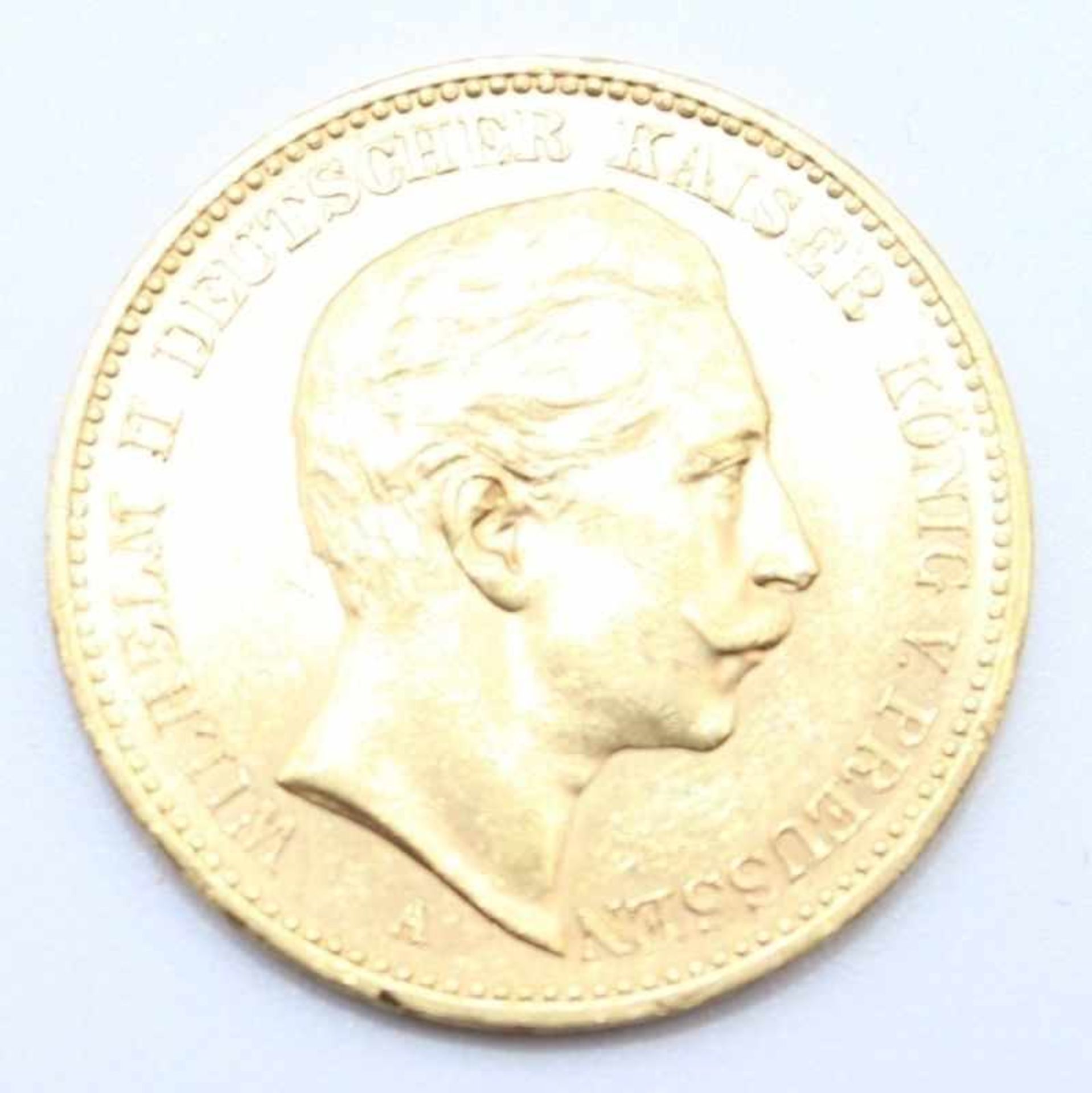 Goldmünze - Deutsches Reich 20 Mark, 1889 datiert, rückseitig Wilhelm II, Kaiser und König von