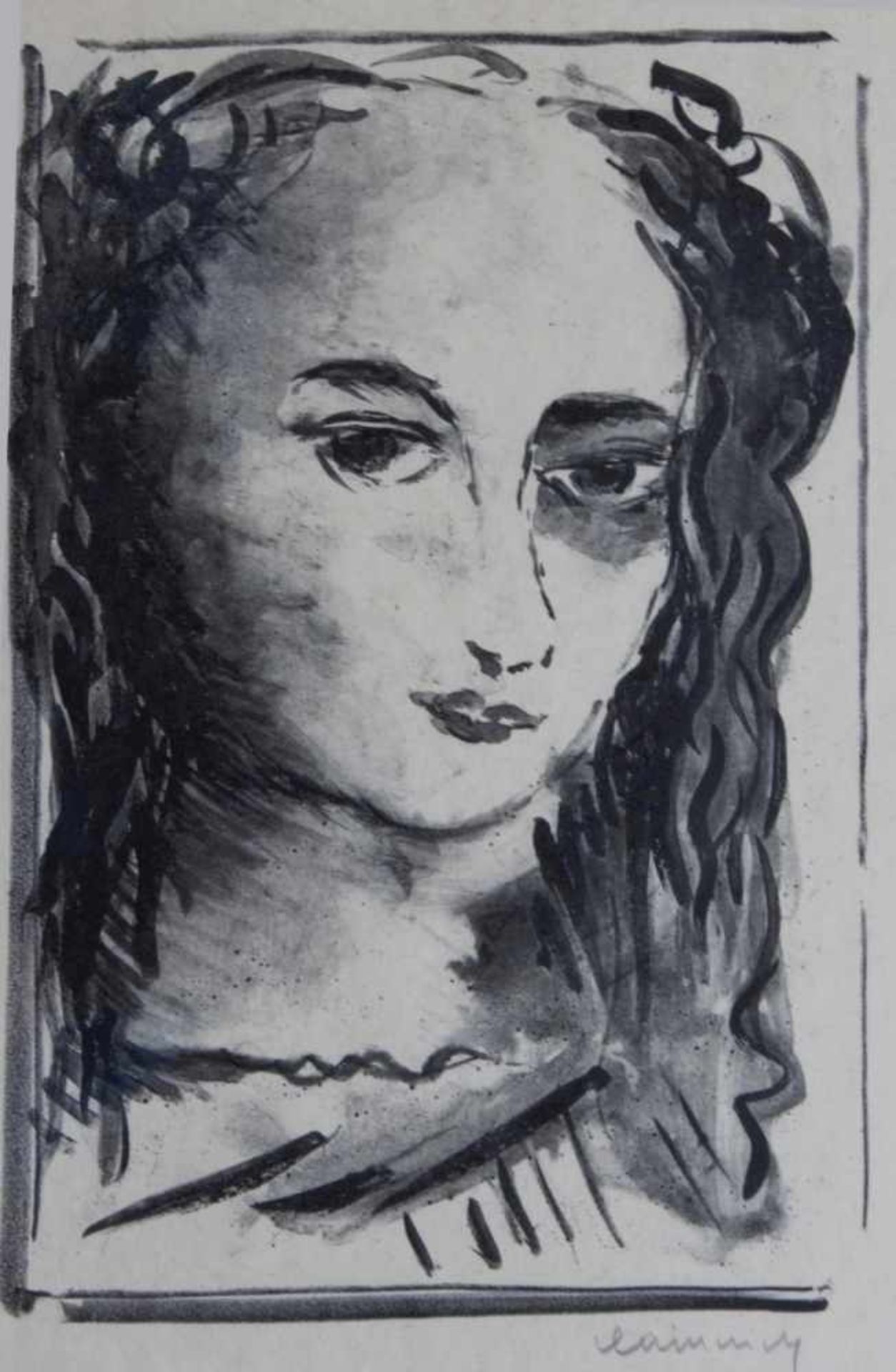 Lithographie - Maurice de Vlaminck (1876 Paris - 1958 Ruell-la-Gadelière) "Portrait de Femme", r.