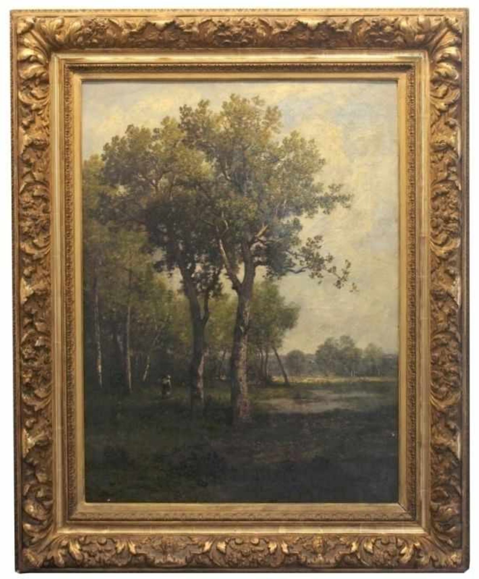 Gemälde - Leon Richet (1847 Solesmes -1907 Fontainebleau) "Landschaft bei Fontainebleau mit