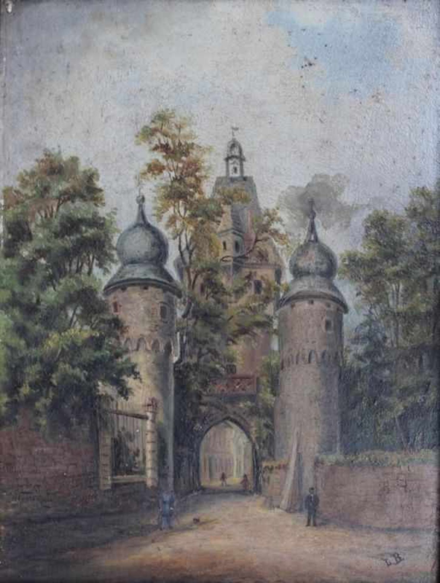 Gemälde - Monogrammist LB (19./20.Jahrhundert) "Mittelalterliches Stadttor", r.u. monogr., Öl auf