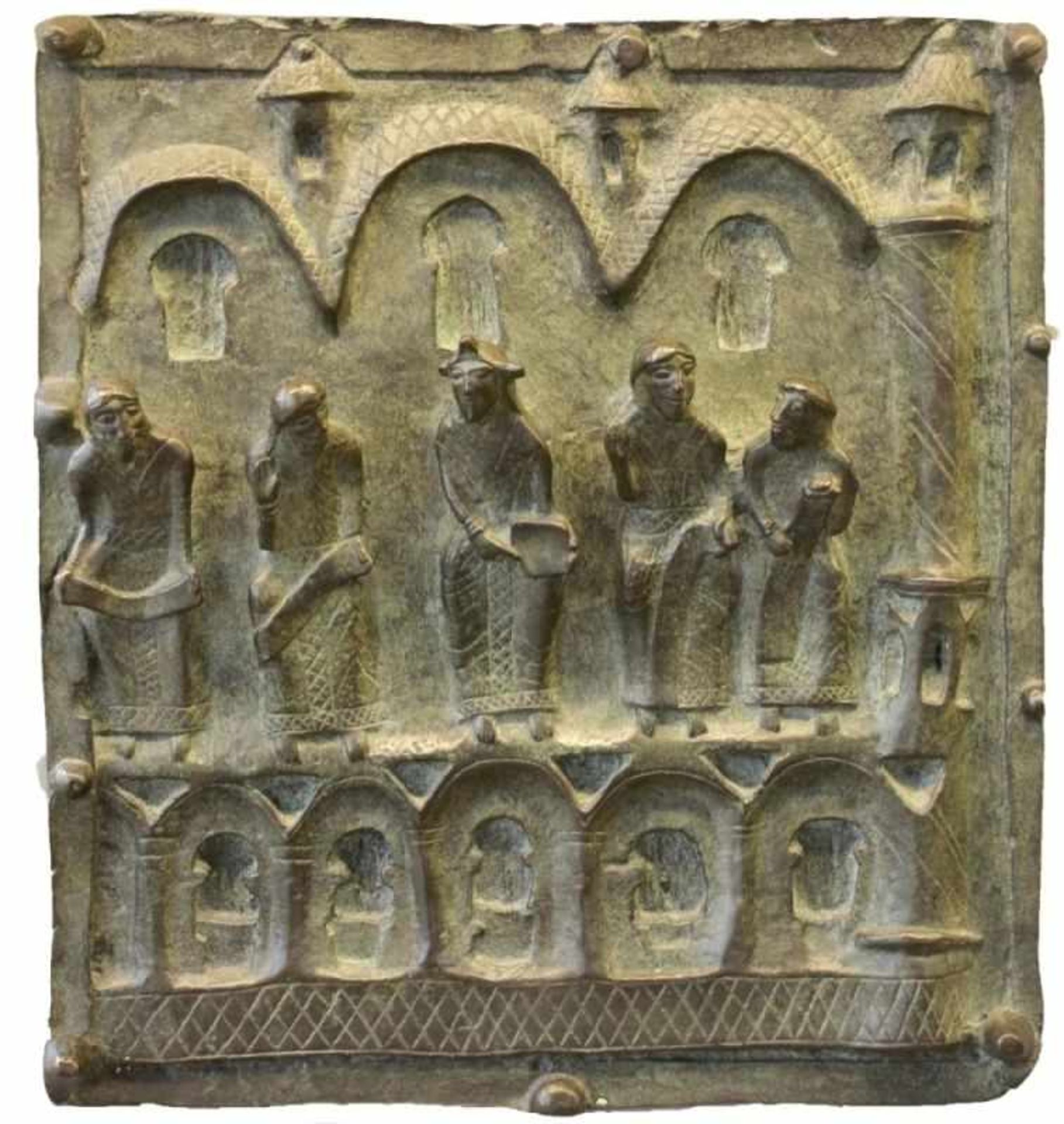 Reliefplatte - nach der Bronzetür von San Zeno in Verona "Christus mit den Schriftgelehrten",